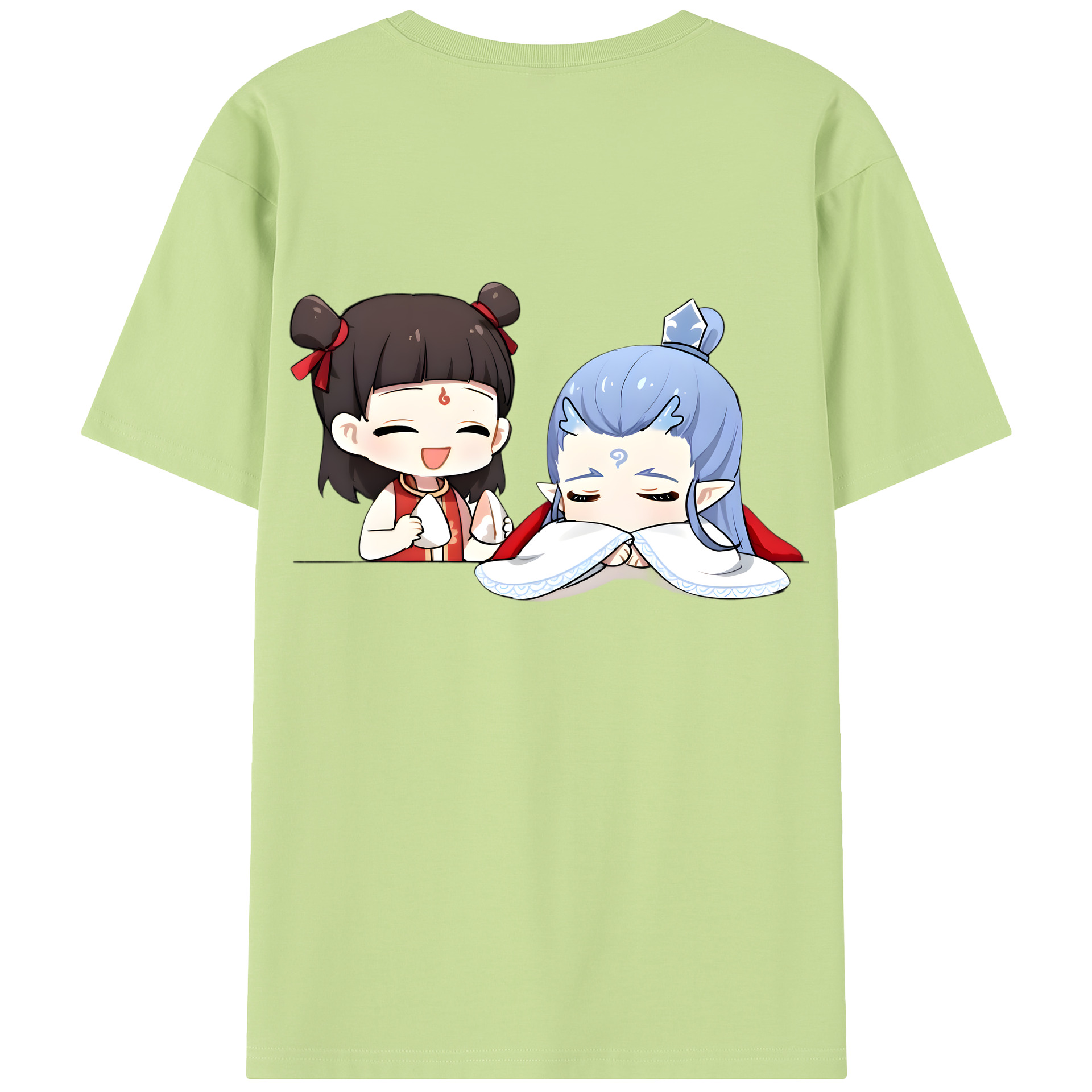 （画像用） Ne Zha 2 ナタ 魔童の大暴れ 綿100％半袖Tシャツ（背面プリント）